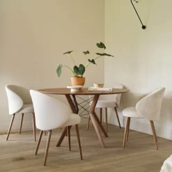 Neo Mobitec ® Fauteuil cosy confortable en tissu et pieds bois