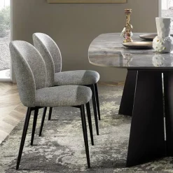 Odette Chaise moderne avec dossier incurvé en tissu et pieds en métal