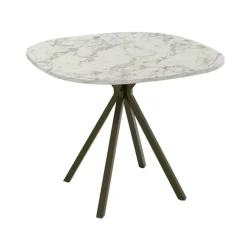 Onyx Table snack carrée avec bords arrondis en stratifié et pieds en métal