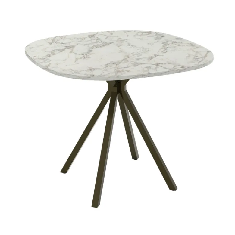 Onyx Table snack carrée avec bords arrondis en stratifié et pieds en métal