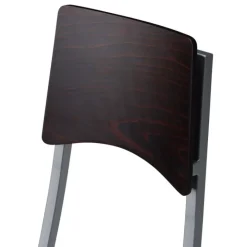 Ophélie Carrier® Chaise de cuisine en métal et synthétique dossier bois wengé