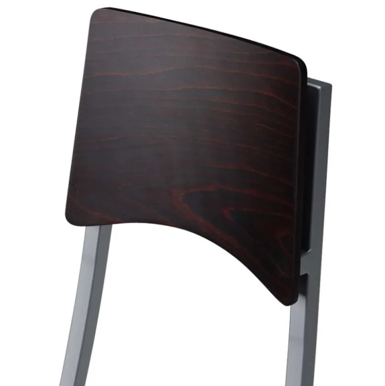 Ophélie Carrier® Chaise de cuisine en métal et synthétique dossier bois wengé