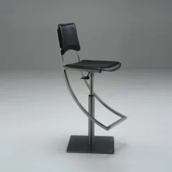 Ophélie Carrier® Tabouret réglable en métal et croûte de cuir
