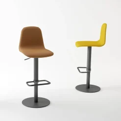 Orange Tabouret réglable en synthétique avec repose
