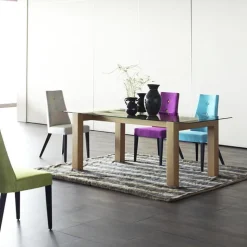 Park Chaise contemporaine en tissu et pieds bois