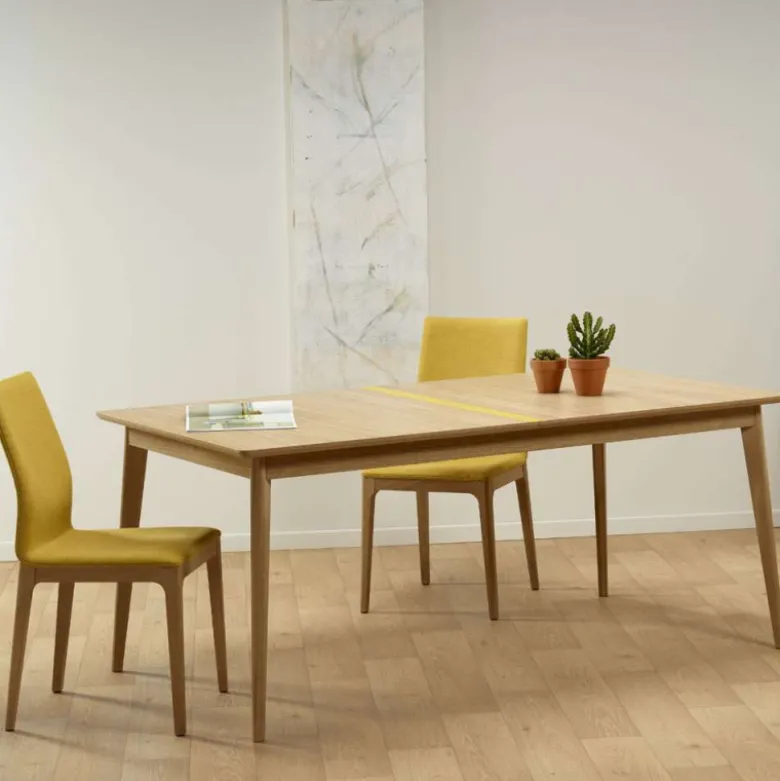 Paul Table extensible scandinave en boisavec liseré coloré
