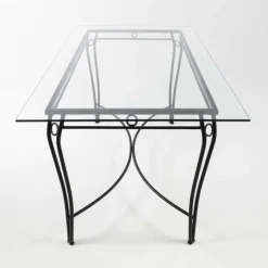 Pisa Table d'extérieur provençale en verre trempé et acier
