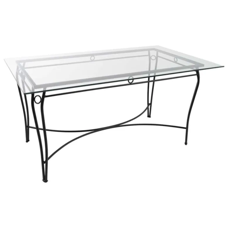 Pisa Table provençale en verre trempé et acier