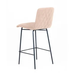 Plaza diamant Tabouret snack avec dos matelassé en tissu pieds en métal