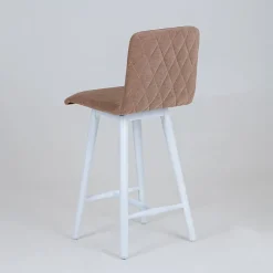 Plaza diamant Tabouret snack avec dos matelassé en tissu et pieds en bois