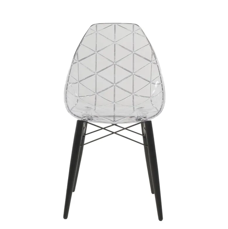 Prisma Chaise scandinave transparente avec pieds en bois