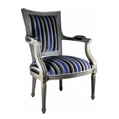 Quentin Fauteuil cabriolet Louis 16 fabrication française en tissu et bois massif