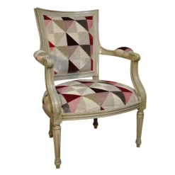 Quentin Fauteuil cabriolet Louis 16 fabrication française en tissu et bois massif