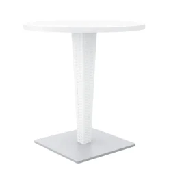 Riva Table de jardin ronde en résine tressée et plateau werzalit