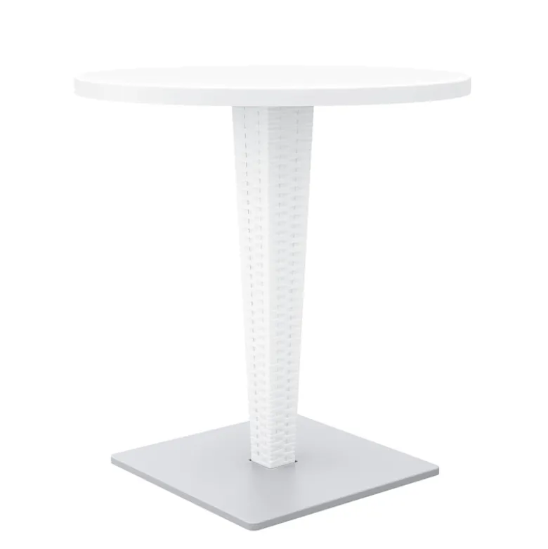 Riva Table de jardin ronde en résine tressée et plateau werzalit