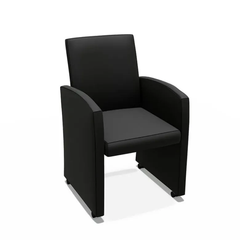 Sarah Fauteuil de table rembourré en synthétique avec roulettes