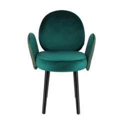 Severus Fauteuil cosy bicolore en tissu et pieds bois