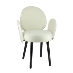 Severus Fauteuil cosy en tissu avec pieds bois