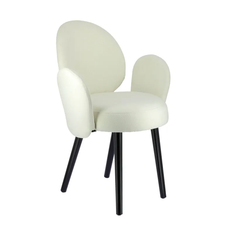 Severus Fauteuil cosy en tissu avec pieds bois