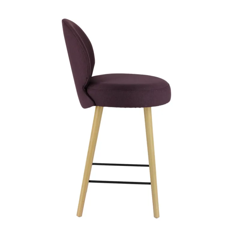 Severus Tabouret snack cosy en tissu avec pieds en bois