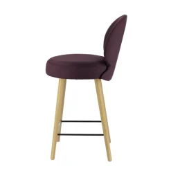Severus Tabouret snack cosy en tissu avec pieds en bois