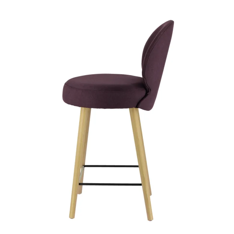 Severus Tabouret snack cosy en tissu avec pieds en bois