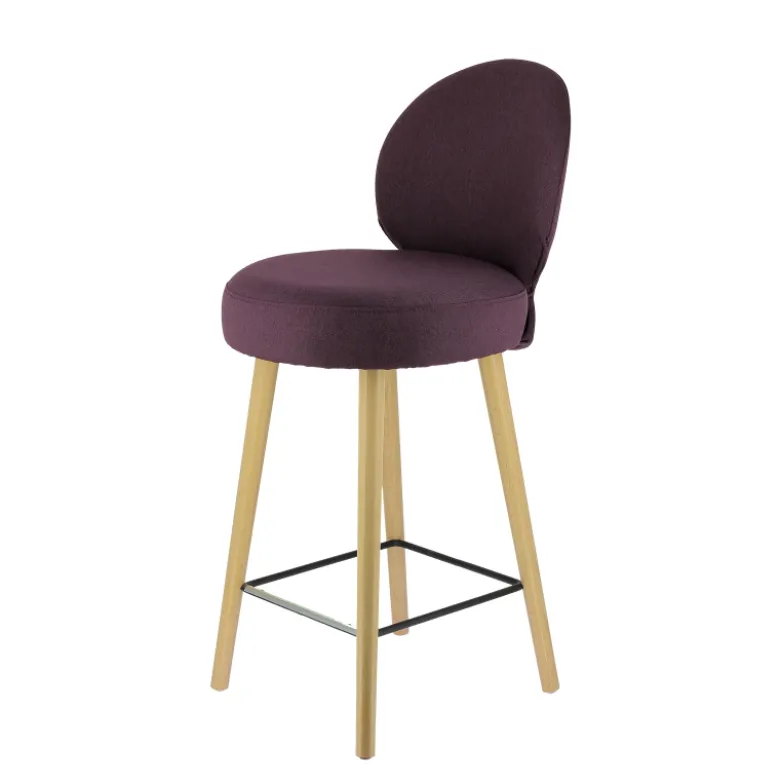 Severus Tabouret snack cosy en tissu avec pieds en bois