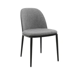 SimoneChaise bimatière en tissu dossier bois avec pieds en métal