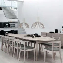 SM78 Table ovale extensible en bois massif fabriquée au Danemark