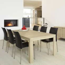 SM23/24 Table scandinave rectangulaire en bois avec allonges