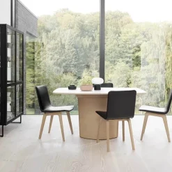 SM116/SM117 Table scandinave pied central extensible en stratifié fabriquée au Danemark