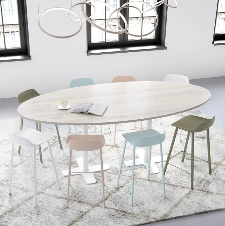 Spinner 2 Table hauteur 90 cm ovale en stratifié avec deux pieds