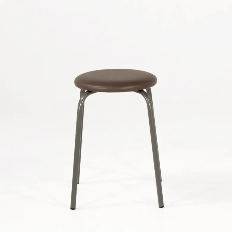TabRond Tabouret bas empilable en métal et simili