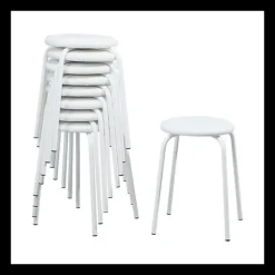 TabRond Tabouret bas empilable en métal et simili