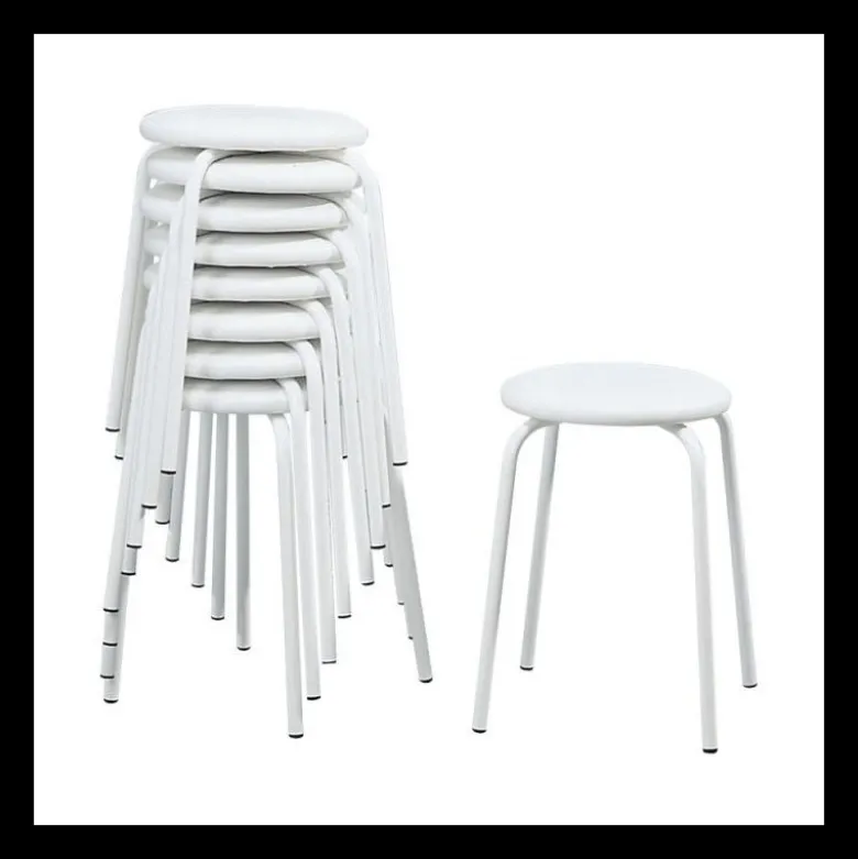 TabRond Tabouret bas empilable en métal et simili