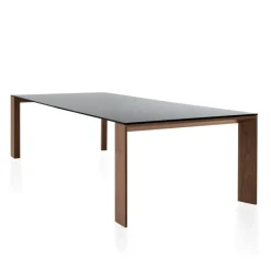 Toronto Sovet® Table design rectangulaire en verre piétement bois