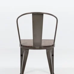 Turia 631 Chaise industrielle vintage en métal avec assise bois