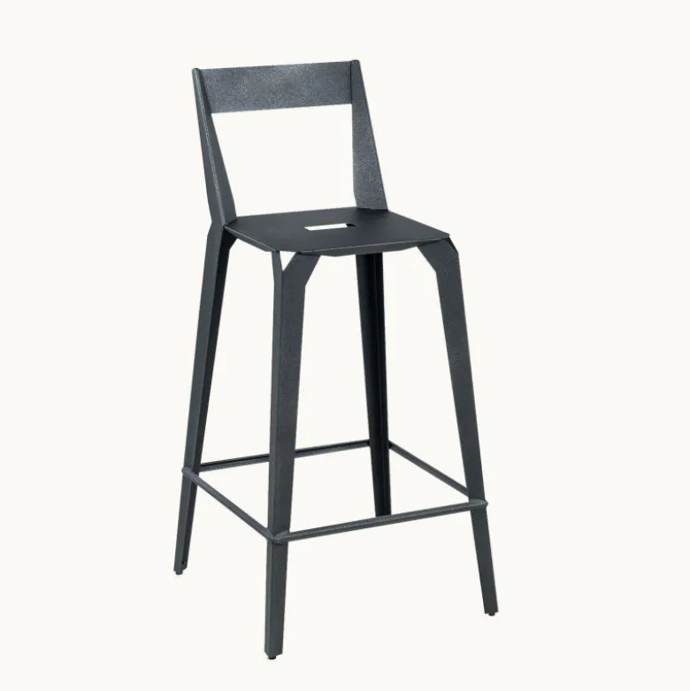 Valence Carrier® Tabouret snack industriel français en métal avec dossier
