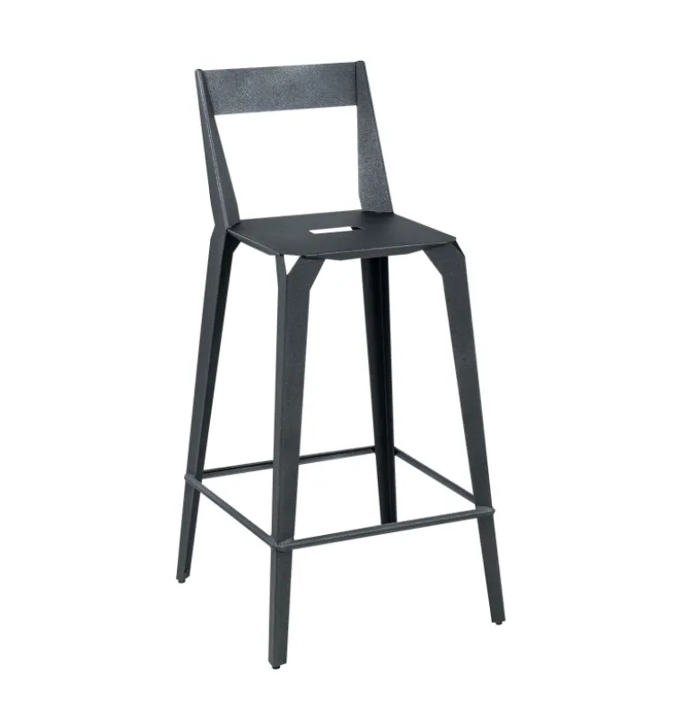 Valence Carrier® Tabouret snack industriel français en métal avec dossier
