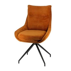 ValentineChaise pivotante en tissu avec poignée et pieds en métal