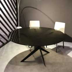 Vertigo Table ronde en verre design italien pied central