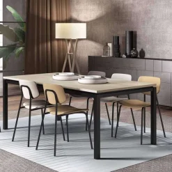 Vicenza Table de salle à manger en stratifié et pieds en métal