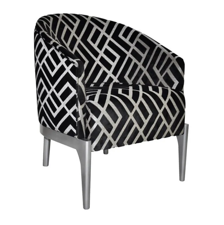 Victor Fauteuil tonneau Art déco en tissu et bois de hêtre