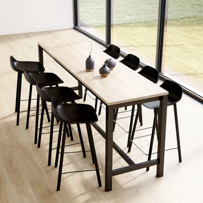 Vienna Table haute de cuisine hauteur 90 cm en stratifié et métal
