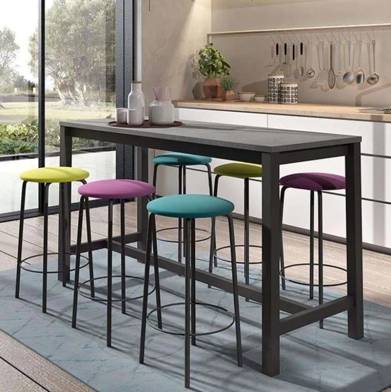 Vienna Table haute de cuisine hauteur 90 cm en stratifié et métal