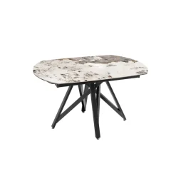 WarholTable moderne en céramique extensible avec pied central design en métal noir