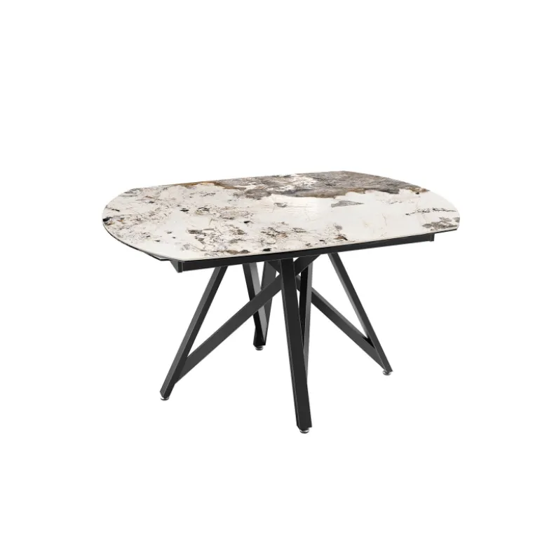 WarholTable moderne en céramique extensible avec pied central design en métal noir