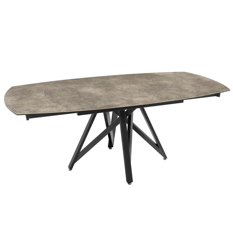WarholTable moderne en céramique extensible avec pied central design en métal noir