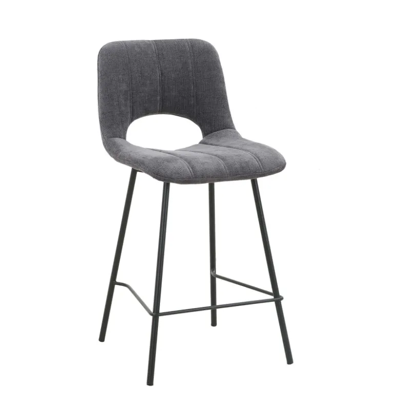 WilliamTabouret cosy en tissu avec pieds en métal noir