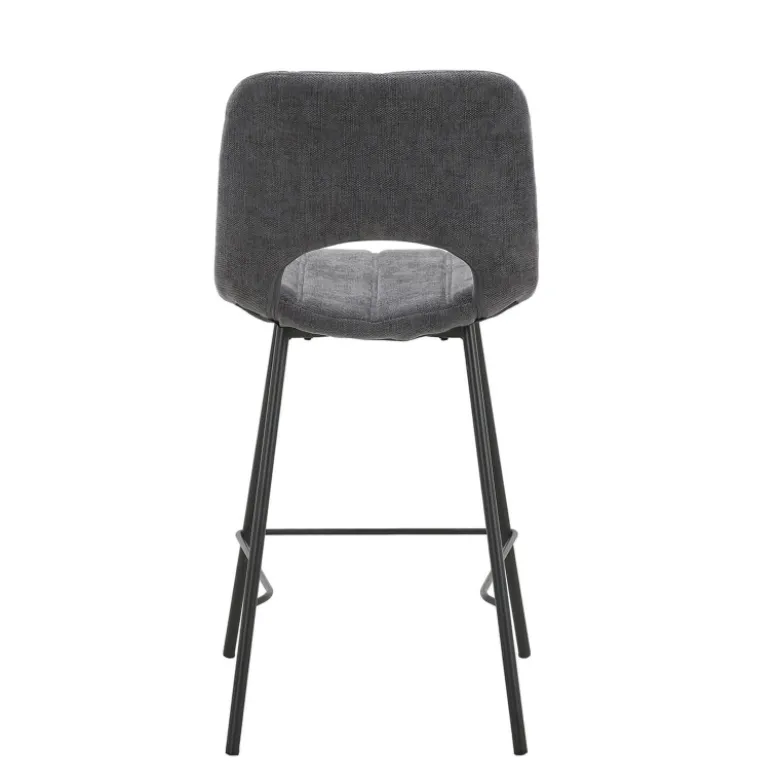 WilliamTabouret cosy en tissu avec pieds en métal noir